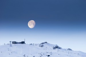 Skigebiet Flims Laax Falera - Crap Sogn Gion mit Vollmond